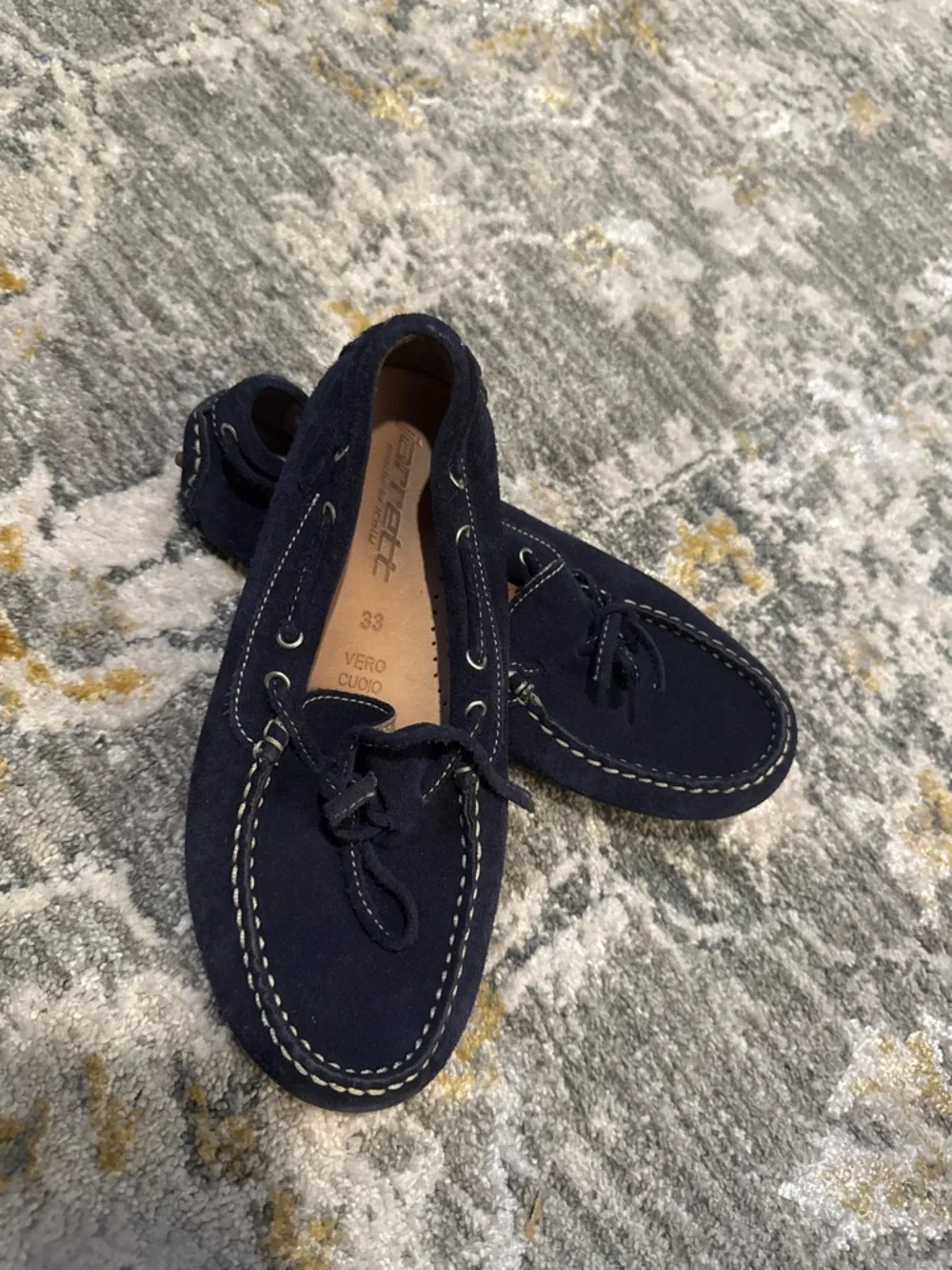 Vero Cuoio Navy Suede Kids Moccasin Loafers